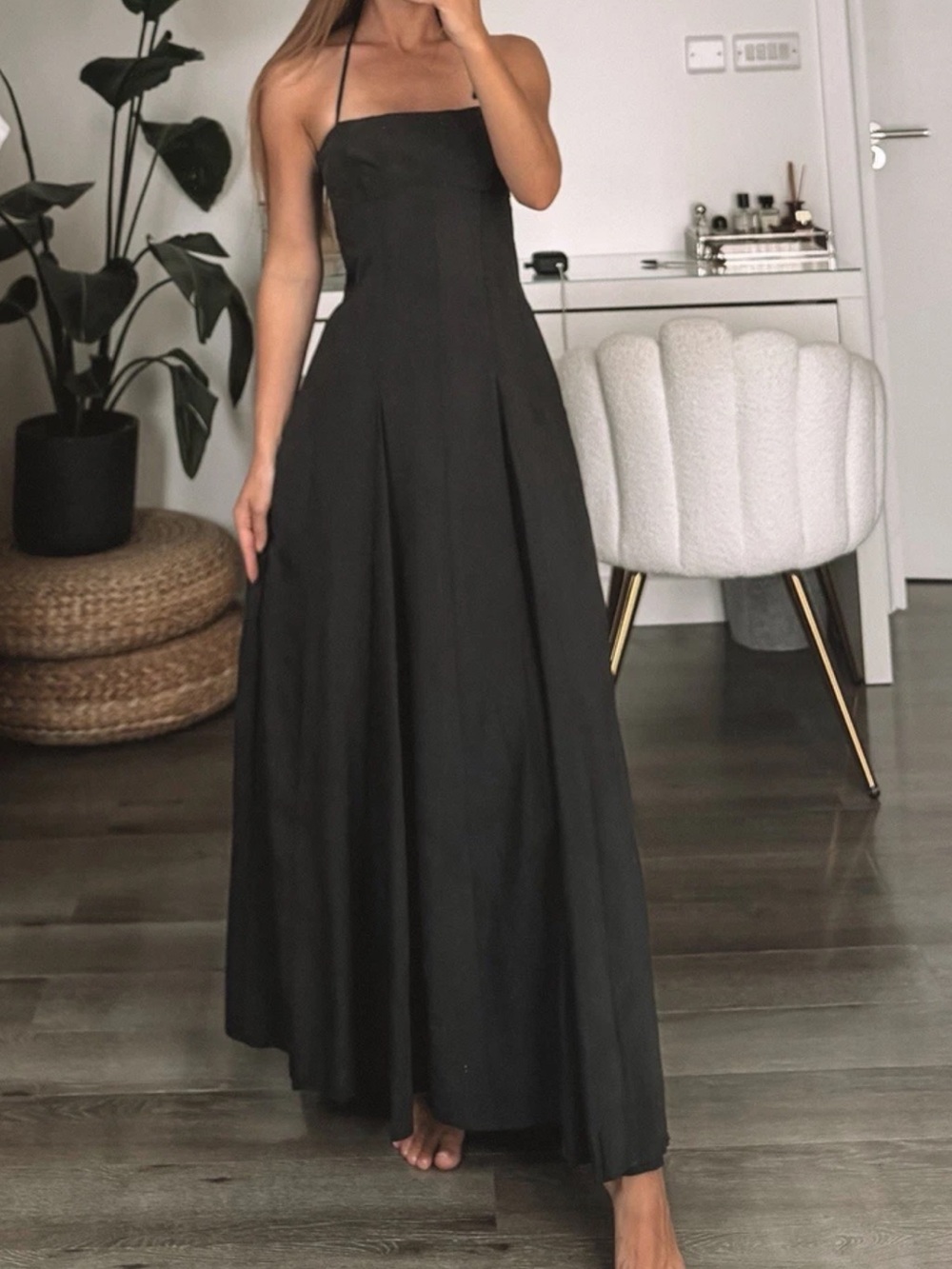 Zara Black Halter-Neck Maxi Dress